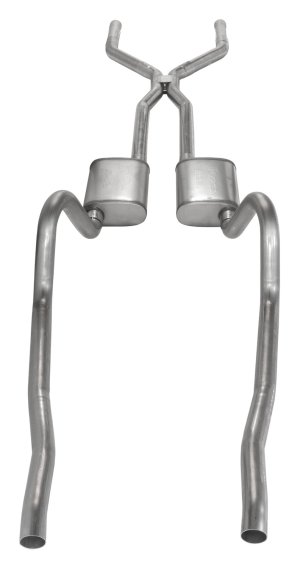 Crossmember Back w/H-Pipe Exhaust System 67-73 Mopar A-Body Split Rear Dual Exit 2.5 in Intermedi...