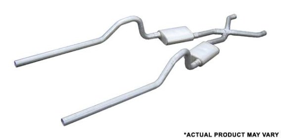 Crossmember Back w/X-Pipe Exhaust System 66-74 Mopar B-Body Split Rear Dual Exit 2.5 in Intermedi...
