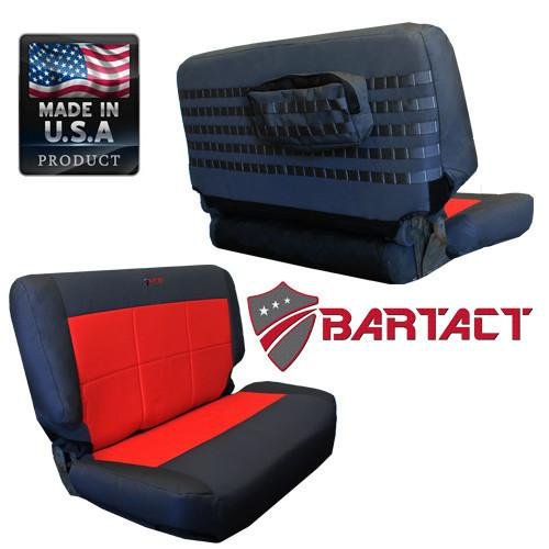 Jeep TJ Seat Covers Rear Bench 97-02 Wrangler TJ Tactical Series Black/Khaki Bartact
