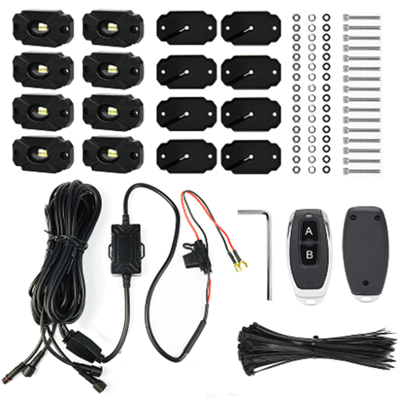 NEW - 8pc Ultra Bright White 10000 Lumen LED Rock Light Crawler Kit with Seven Fade and Strobe Pa...