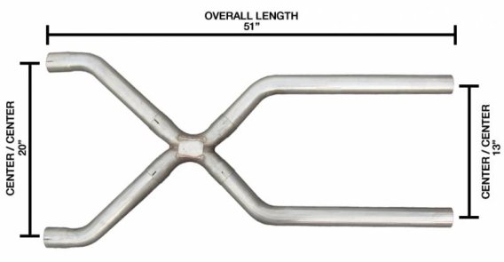 Exhaust X-Pipe Kit Intermediate Pipe 2.5 in Hardware Incl Polished 304 Stainless Steel Pypes Exha...
