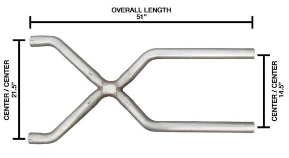Exhaust X-Pipe Kit Intermediate Pipe 3 in Crossover Hardware Incl Natural 409 Stainless Steel Pyp...