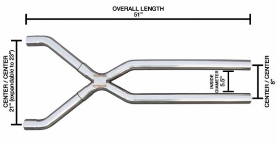 Exhaust X-Pipe Kit Intermediate Pipe Tunnel Crossover2.5 in Hardware Incl Polished 304 Stainless ...