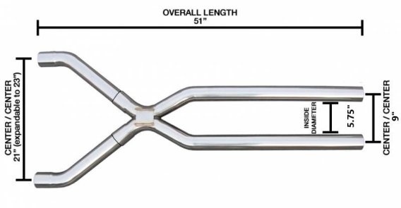 Exhaust X-Pipe Kit Intermediate Pipe 3 in Tunnel Crossover Hardware Incl Natural 409 Stainless St...