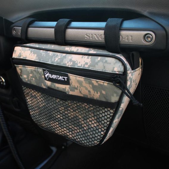 Jeep Wrangler Dash Bag Passenger Grab Handle Dash Bag Fabric ACU Camo Bartact