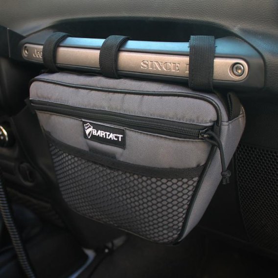 Passenger Dash Grab Handle Bag For Jeep All Wranglers Graphite Fabric Bartact