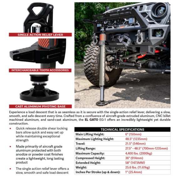 Go Rhino XG-RJ50010B - El Gato - Hydraulic Jack - Black