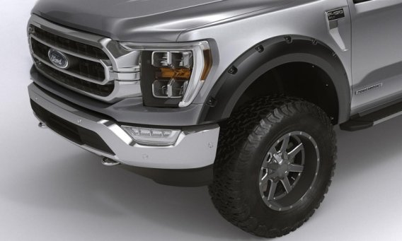 Bushwacker 28129-08 Black Forge Pocket/Rivet Textured Finish 4-Pc Fender Flare Set for 17-22 Ford...
