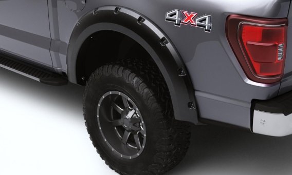 Bushwacker 28129-08 Black Forge Pocket/Rivet Textured Finish 4-Pc Fender Flare Set for 17-22 Ford...