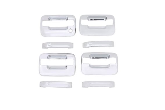 Auto Ventshade 685302 Chrome Door Handle Covers, 4-Door Set for 2004-2014 Ford F-150 without Keyp...