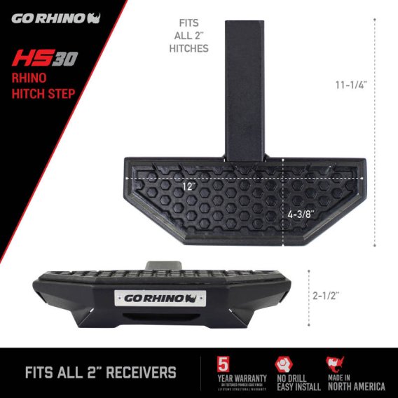 Go Rhino HS3012T - HS-30 Hitch Step - Textured Black