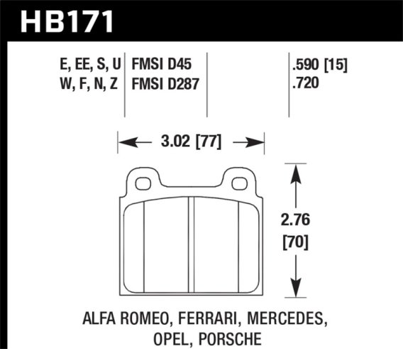 HAWK HPS Brake Pad Sets