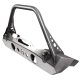 Bare Steel Nighthawk Mid-tube Stinger Front Bumper with Aluminum Skid for JK, JL, and JT - Bare S...