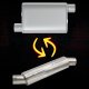 M-80 Muffler 14 Inch Body 2.5 Inch Offset Inlet/Offset Outlet 304 Stainless Pypes Performance Exh...