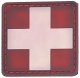 Medical Patch, EMT Patch PVC Rubber 1.5 x 1.5 Inch Velcro Hook Backing Patina Red/Patina White Ba...