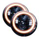 Blacked Out Face 7in LED Projector Kit 4x10W w/ White/Amber Halo - Plug-&-Play H4 H/L Sold In Pai...