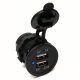 Socket sized Dual Port USB 3.1Amp with Blue LED